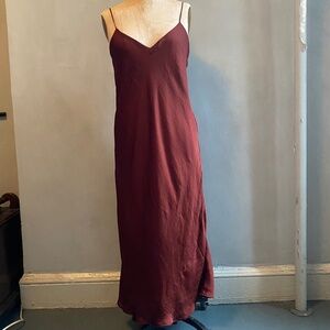 Banana Republic Maroon Cranberry Bias Cut Slip Dress, Size 14 Tall